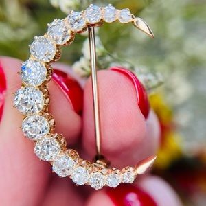 Antique Victorian Old European Cut Diamond Convertible Brooch to Pendant 14k